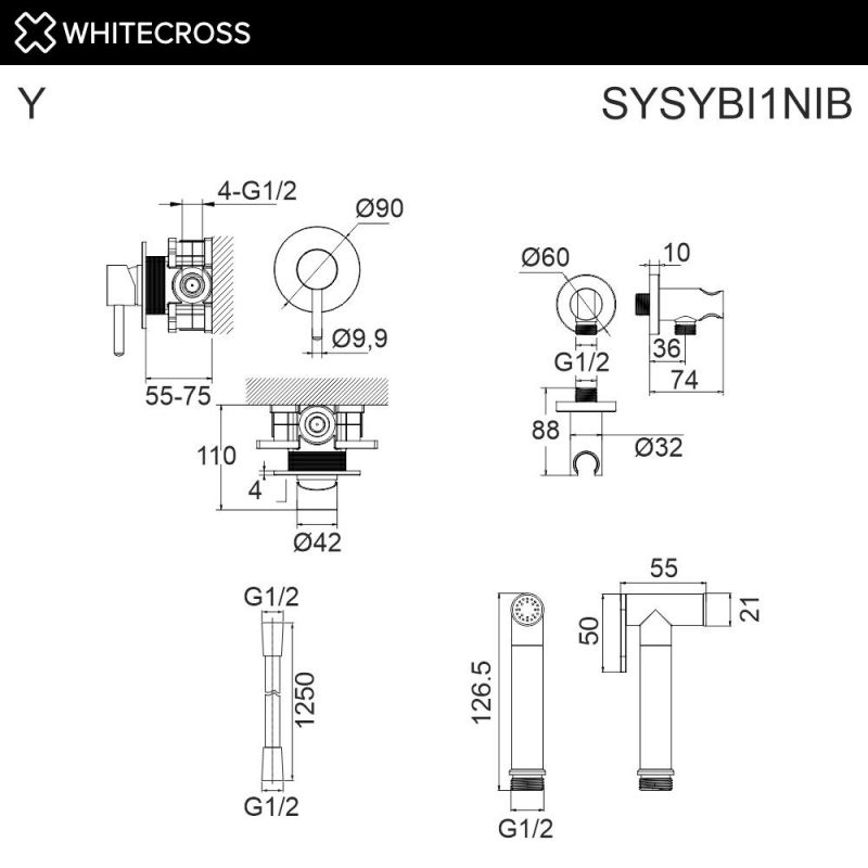 Гигиенический душ WHITECROSS Y SYSYBI1NIB, брашированный никель фото 2