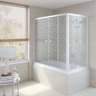 Ограждение на ванну раздвижное Vegas Glass Z2V+ZVF 160x70 01 R03, профиль белый, стекло с узором
