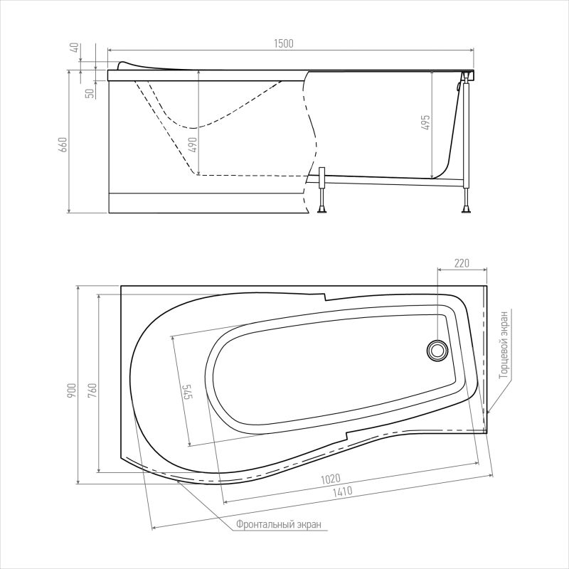 Ванна асимметричная Alex Baitler ORTA 150x90 R ORTA R 150*90 фото 3