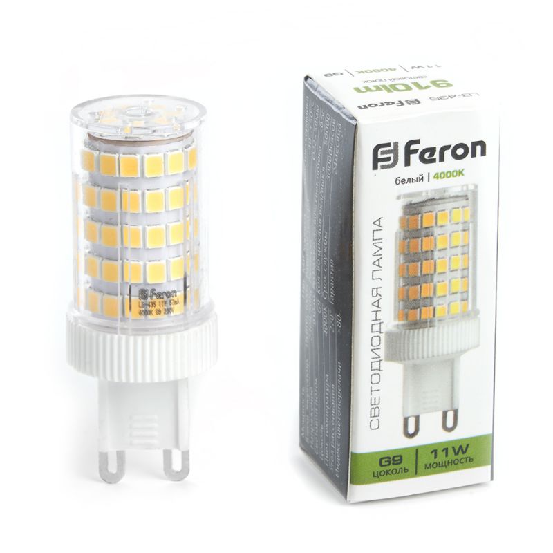 Лампа светодиодная Feron 11W 230V G9 4000K JCD, LB-435 38150