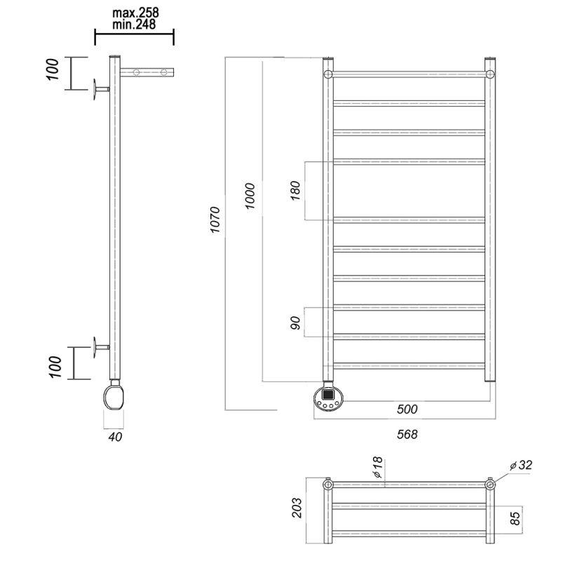 Полотенцесушитель электрический Domoterm Медея сп П10 500x1000 EL