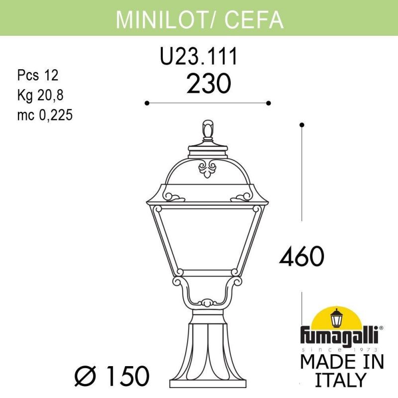 Светильник-столбик газонный FUMAGALLI CEFA бронза, бежевый U23.111.000.BYF1R фото 2