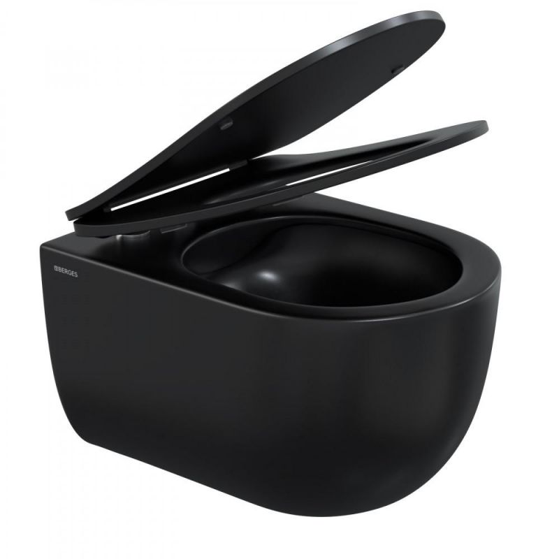 Унитаз подвесной BERGES VENTAS Black Rimless 082136 с микролифтом фото 2