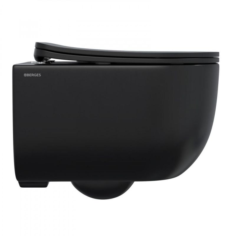Унитаз подвесной BERGES VENTAS Black Rimless 082136 с микролифтом фото 4