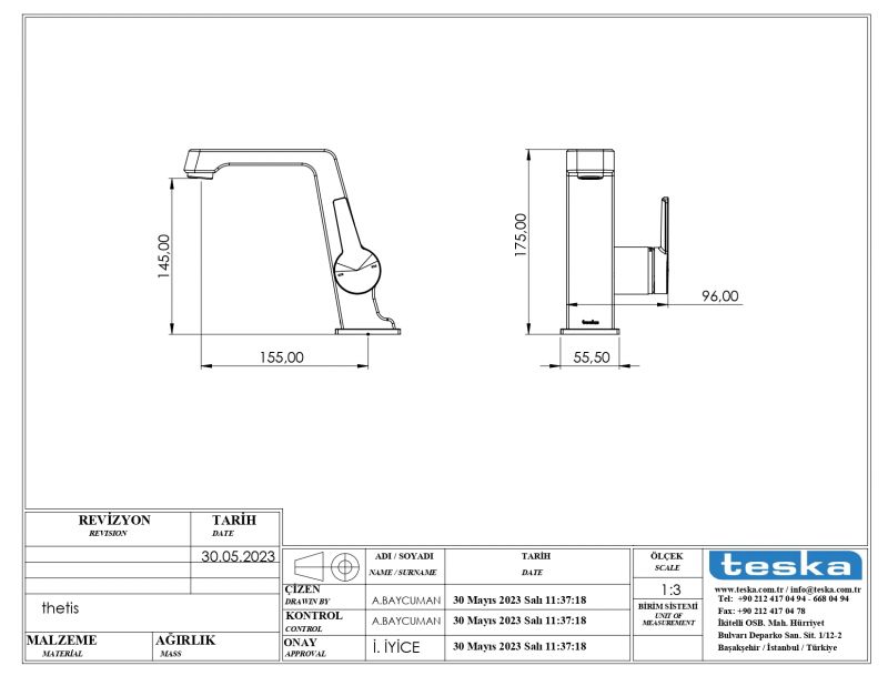 Смеситель для раковины Teska Thetis E5209, розовое золото