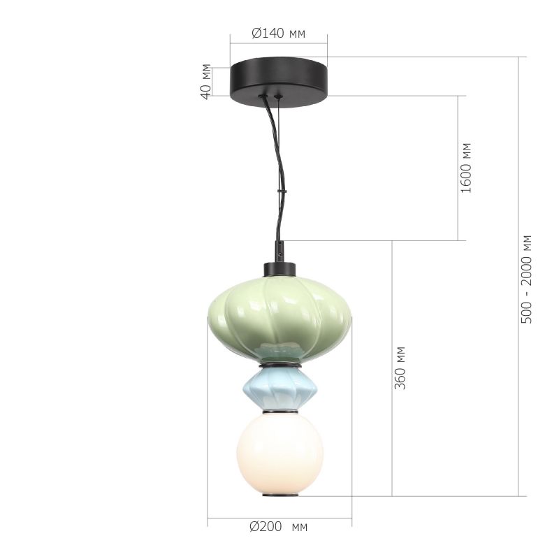 Светильник подвесной ST Luce FLORENTINI черный/зелёный, синий, опаловый LED 1*8W 3000K SL6134.403.01 фото 4
