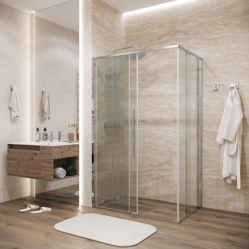 Душевой уголок Grossman Galaxy 120.K33.01.1210.10.02, 120х100 см, профиль хром, стекло шиншилла, L фото 6