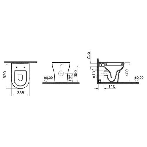 Унитаз приставной Vitra Zentrum 5788B003-0075