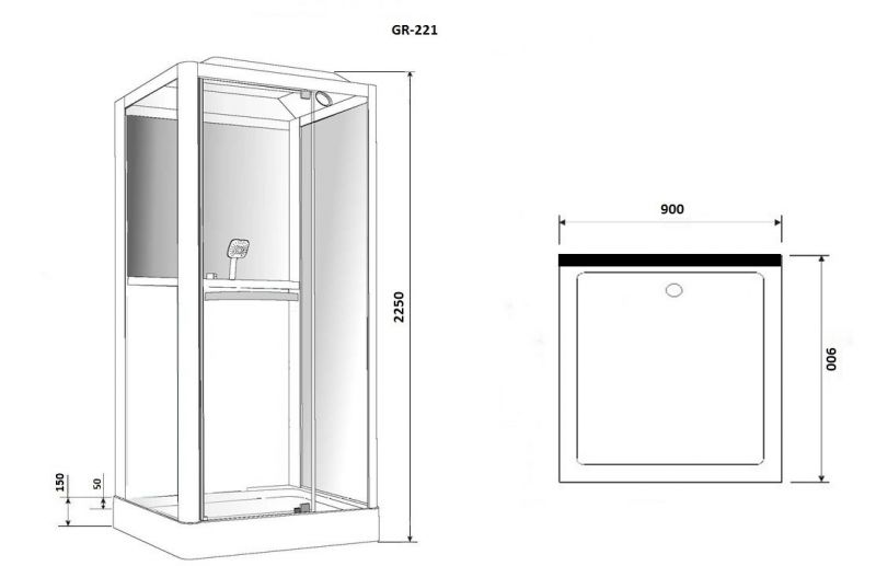Душевая кабина GROSSMAN 90/90/225 GR221 90x90 фото 10
