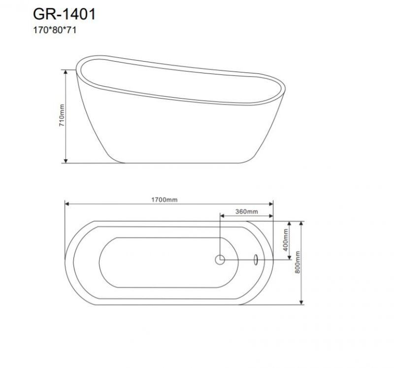 Ванна акриловая отдельностоящая Grossman GR-1401 (170x80x71) фото 3