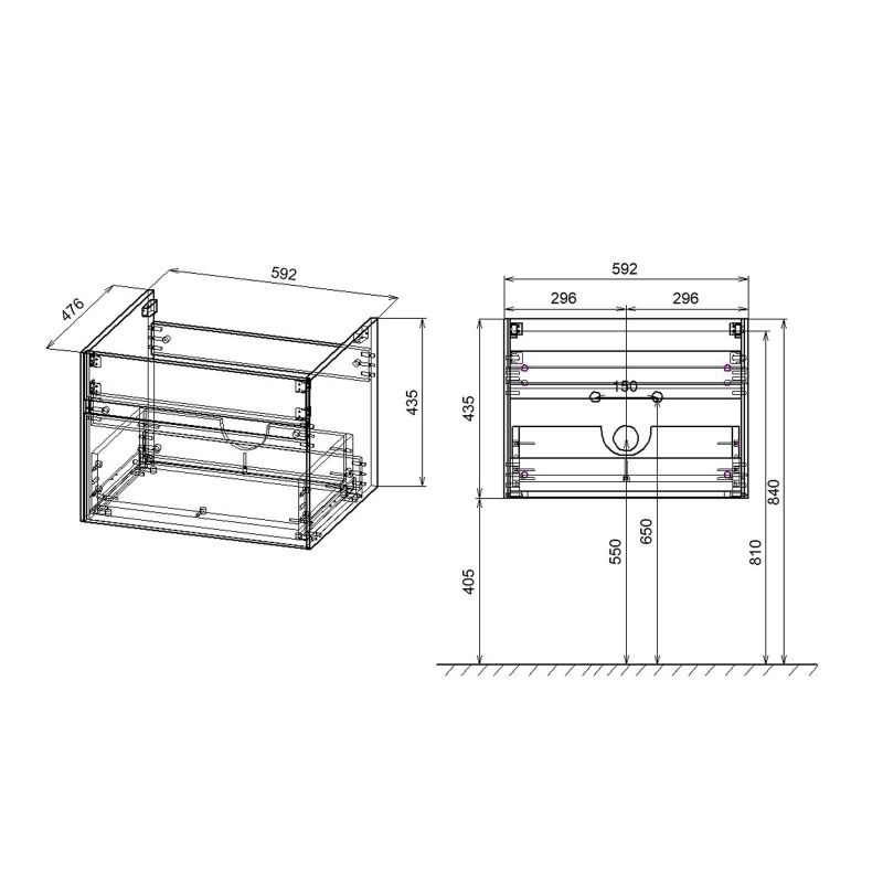 Тумба под раковину подвесная Vincea Chiara VMC-2C600NO 60 см N.Oak