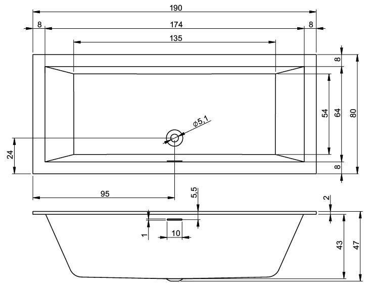Акриловая ванна Riho Rething B108001005 190х80 см. фото 2