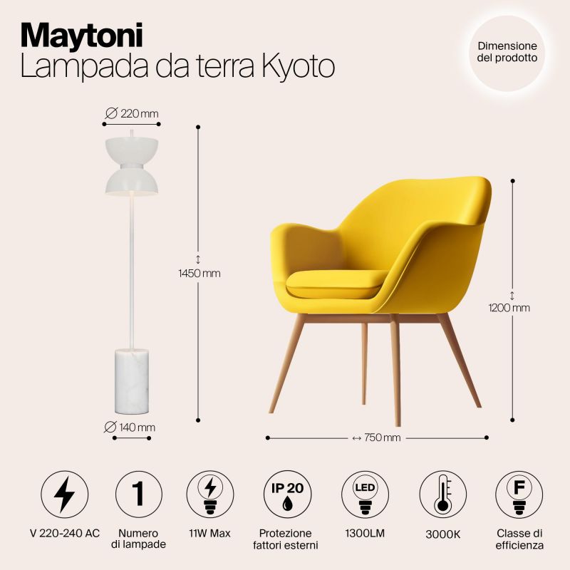 Напольный светильник (торшер) Maytoni Kyoto 220-240V 11W IP20 3000K 11W LED 220-240V 3000K MOD178FL-L11W3K фото 9