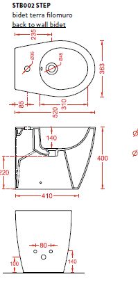 Биде напольное приставное Artceram STEP STB002 01 00 bi фото 2