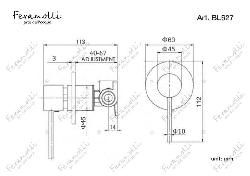 Смеситель однорычажный скрытого монтажа Feramolli Ele BL627, черный