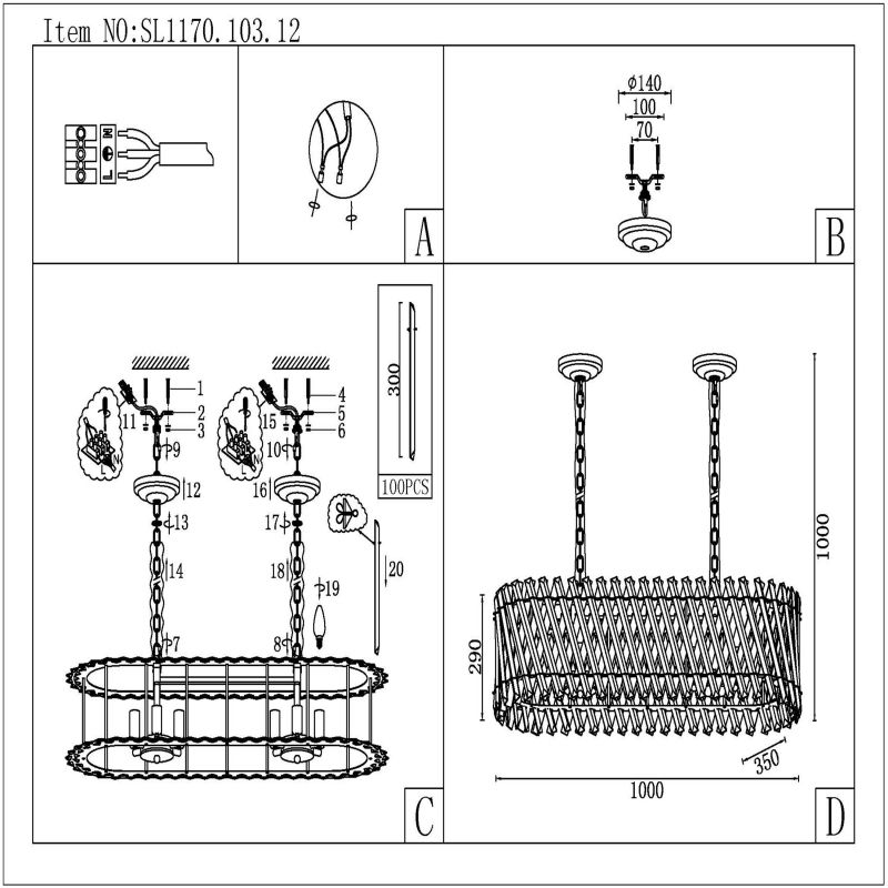 Люстра подвесная ST Luce Fabio SL1170.103.12