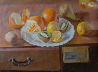 Картина "Апельсины, лимоны, киви и груша" Гаянэ Добровольская