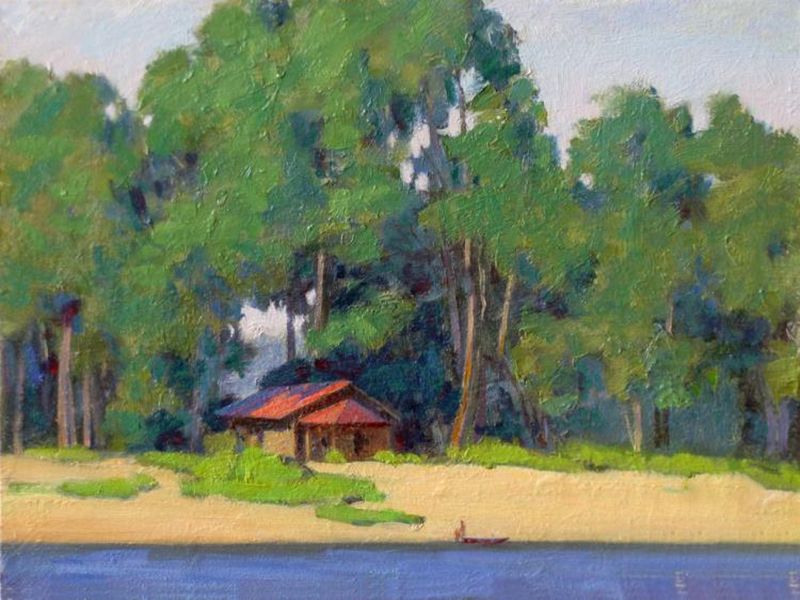 Картина "Прибрежный домик" Евгений Уткин