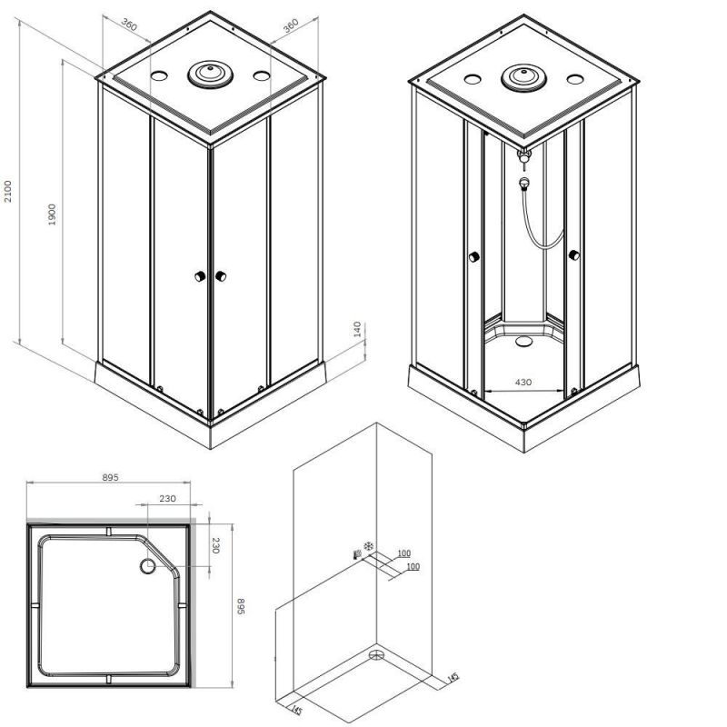 Душевая кабина AM.PM Х-Joy W94C-403-090BT 90x90 черный