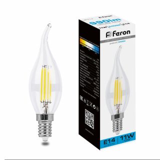 Лампа светодиодная Feron 11W 230V E14 6400K прозрачная, LB-714 38237