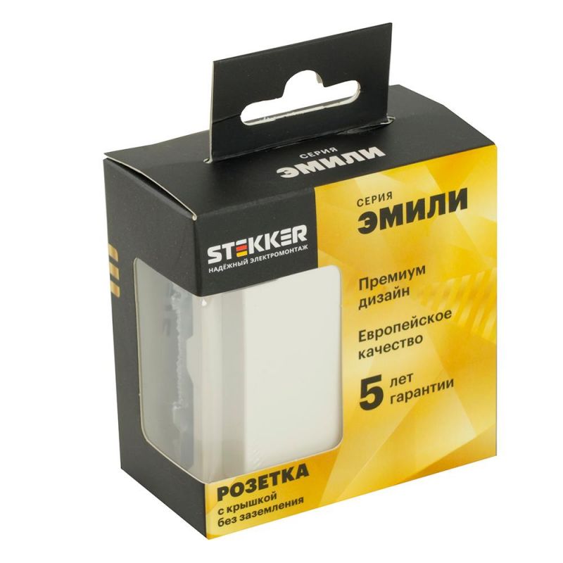Розетка одноместная Stekker Эмили с крышкой с защитной шторкой 250В, 16А, RST16-5113-01, белый фарфор, soft touch 49878 фото 8
