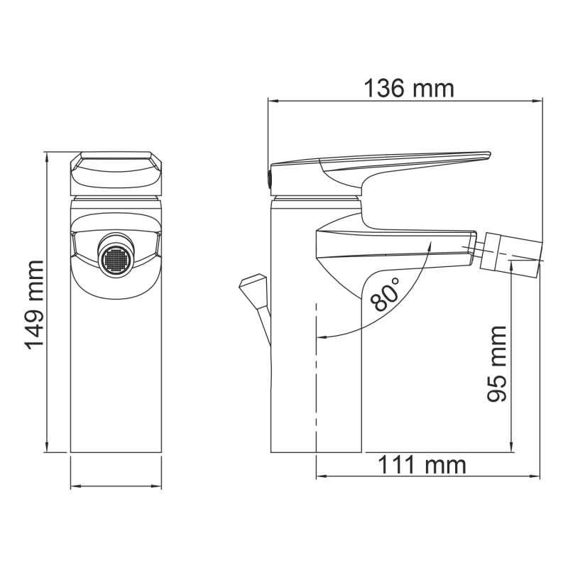 Смеситель для биде WasserKraft Lopau 3206 с д/к