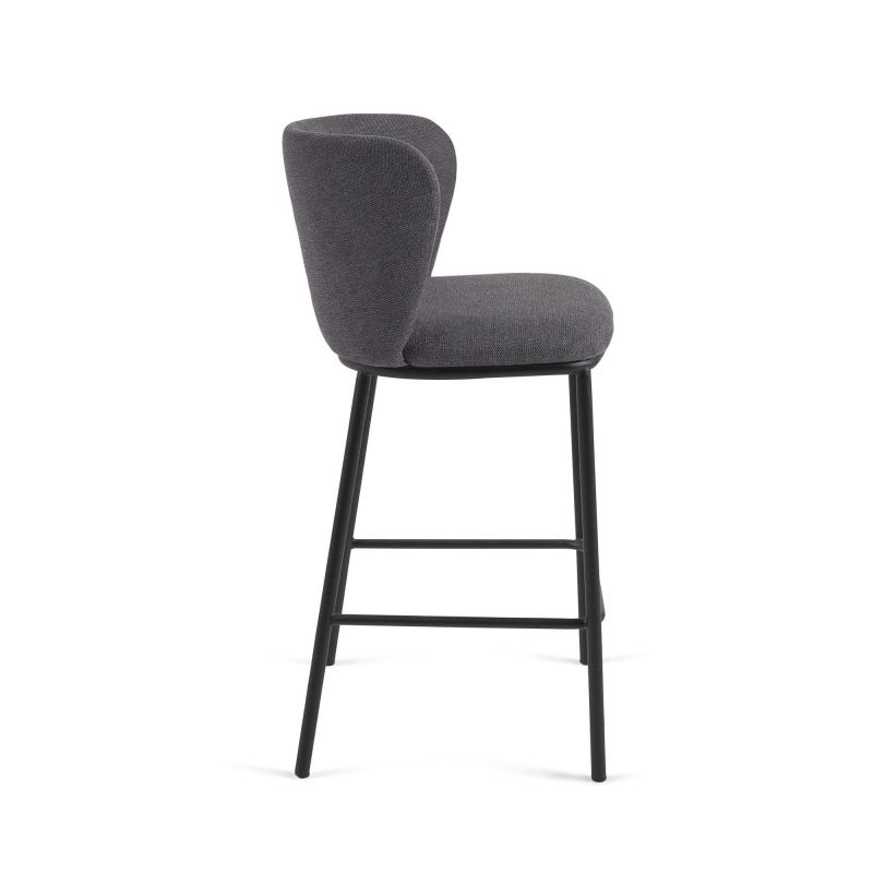Полубарный стул из темно-серой синели 65 см Ciselia  La Forma (ex Julia Grup) BD-2607564