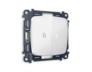 Комплект механизма 2-кл проходного выключателя с подсветкой 5600K Ambrella Volt OMEGA Белый глянец (OP1040, VM120, G25W) MO104035