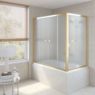 Ограждение на ванну раздвижное Vegas Glass Z2V+ZVF 150x90 09 R04, профиль золотой, стекло с узором