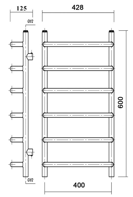 Полотенцесушитель водяной Domoterm Стефано П6 400x600 АБР