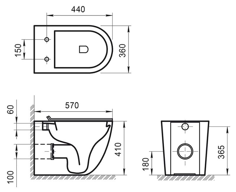 Чаша приставного унитаза BelBagno SFERA-R BB2141CBR