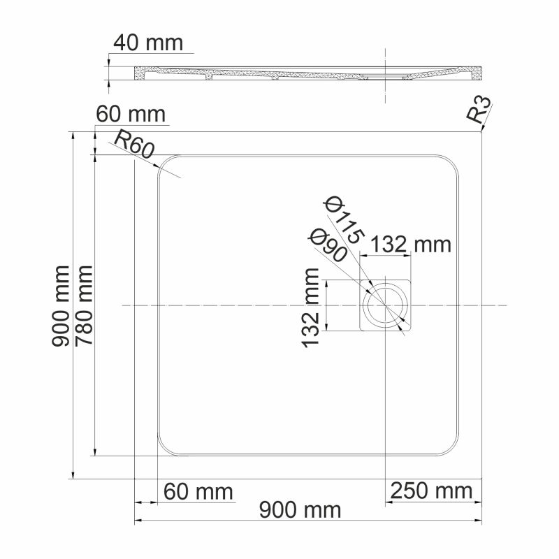 Душевой поддон WasserKraft Rhin 44T 44T03 90x90 белый