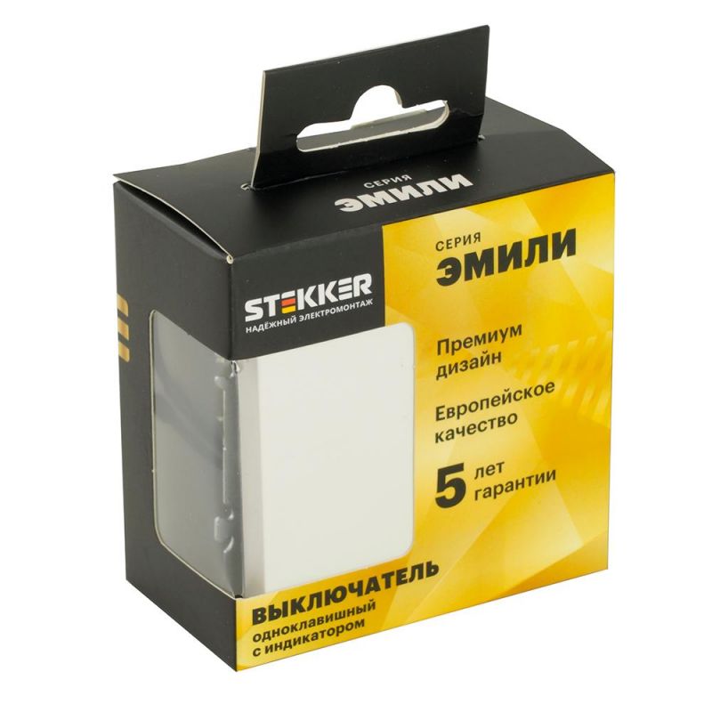 Выключатель одноклавишный Stekker Эмили c индикатором (механизм) 250В, 10А, RSW10-5101-01, белый фарфор, soft touch  49863 фото 7