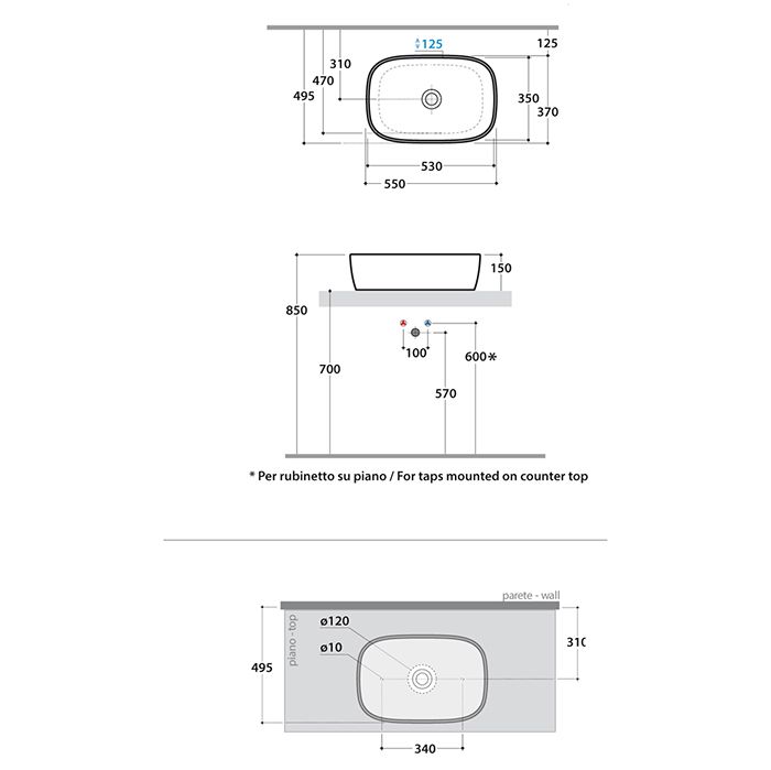 Раковина Globo Genesis GE044.BI*0