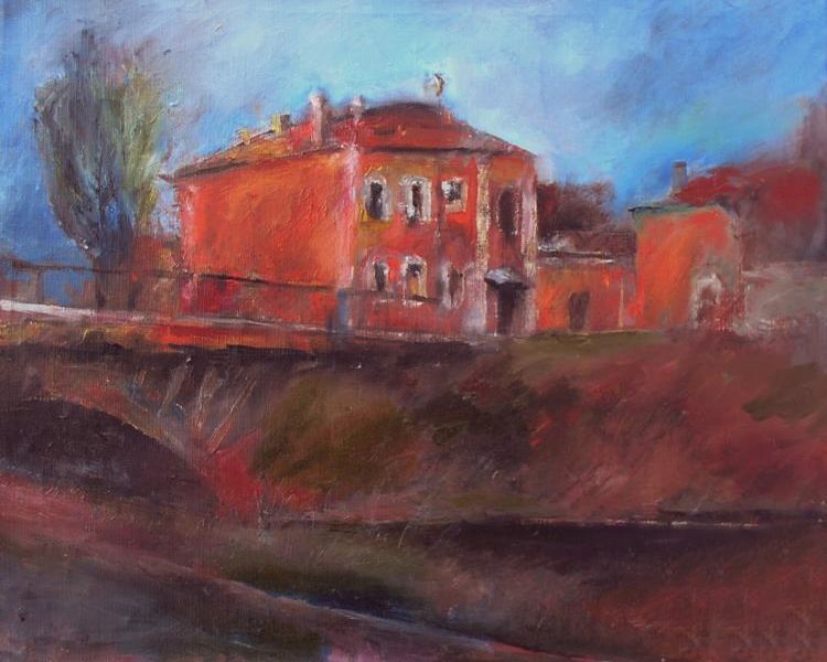 Картина "дом у реки" 60x50 Питаев Валерий