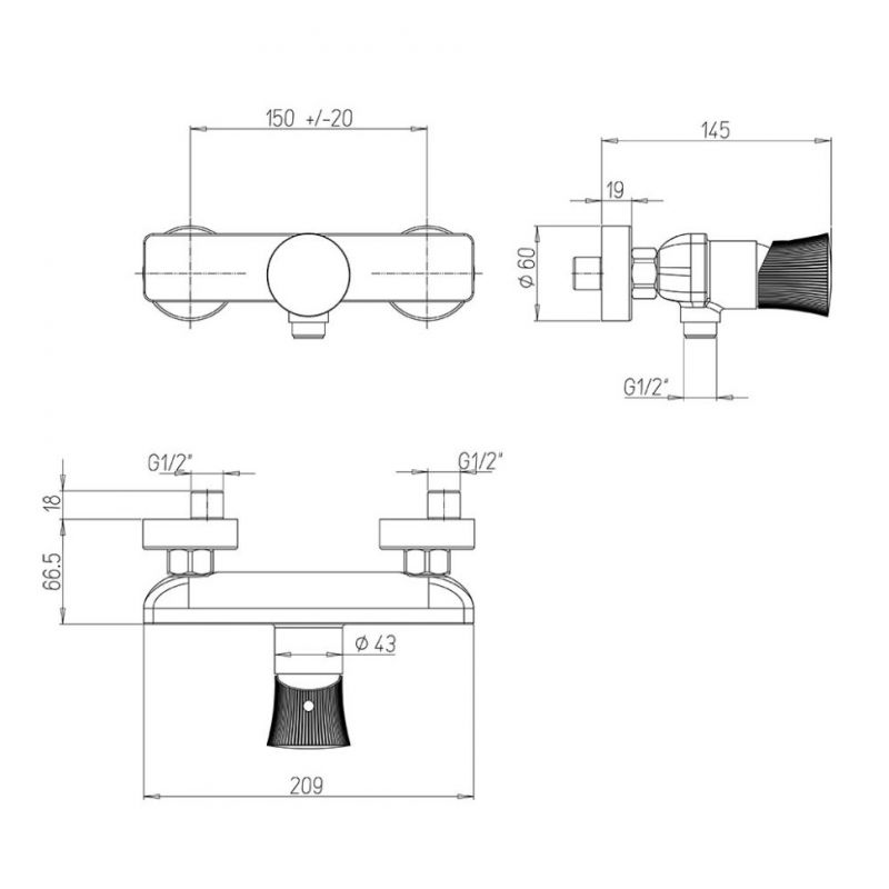 Смеситель для душа Paini Domus матовое золото 18PJ511PZ