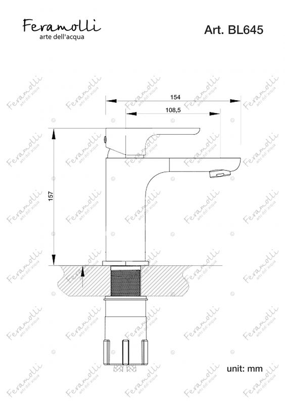 Смеситель для раковины Feramolli Pura BL645, черный