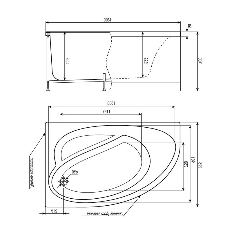 Акриловая ванна Timo-S IVA1610L 160х100 см фото 3