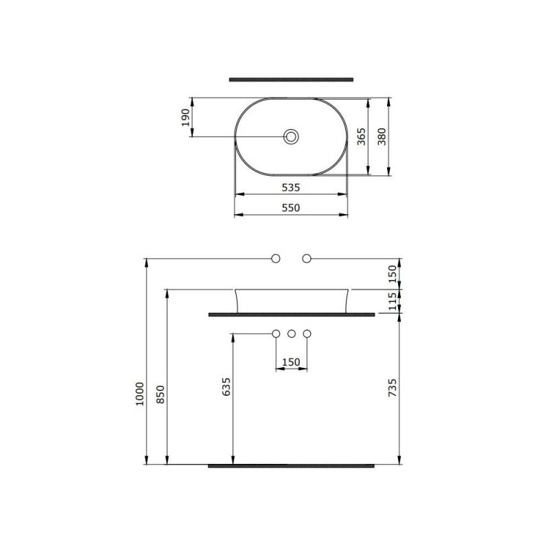 Раковина накладная BERGES Ego SL 181012, 38 см