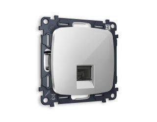 Комплект механизма телефонной розетки Ambrella Volt OMEGA Серебро глянец RJ-11(4P4C) с шторкой (OP4120, VM190) MO412030