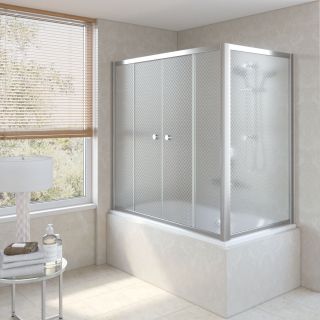 Ограждение на ванну раздвижное Vegas Glass Z2V+ZVF 150x90 08 R04, профиль хром, стекло с узором
