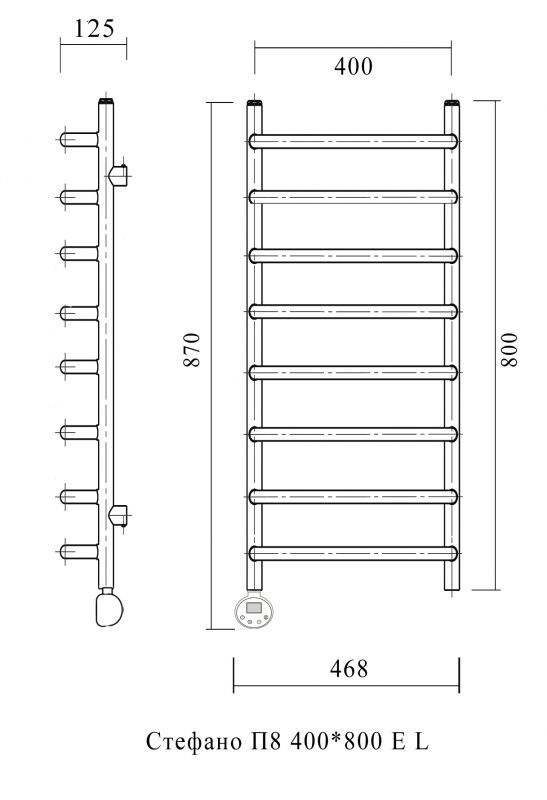 Полотенцесушитель электрический Domoterm Стефано П8 400x800 EL