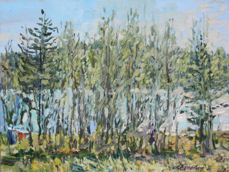 Картина "Вид на озеро. Конец мая. Куркиёки" Андрей Белевич