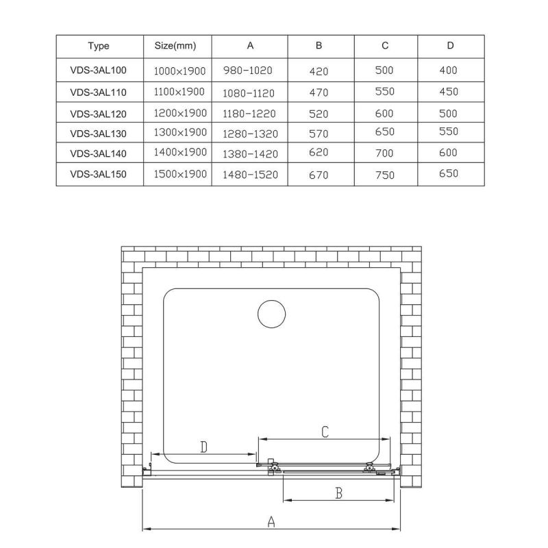 Душевая дверь в нишу Vincea Alpha VDS-3AL110MT, 1100