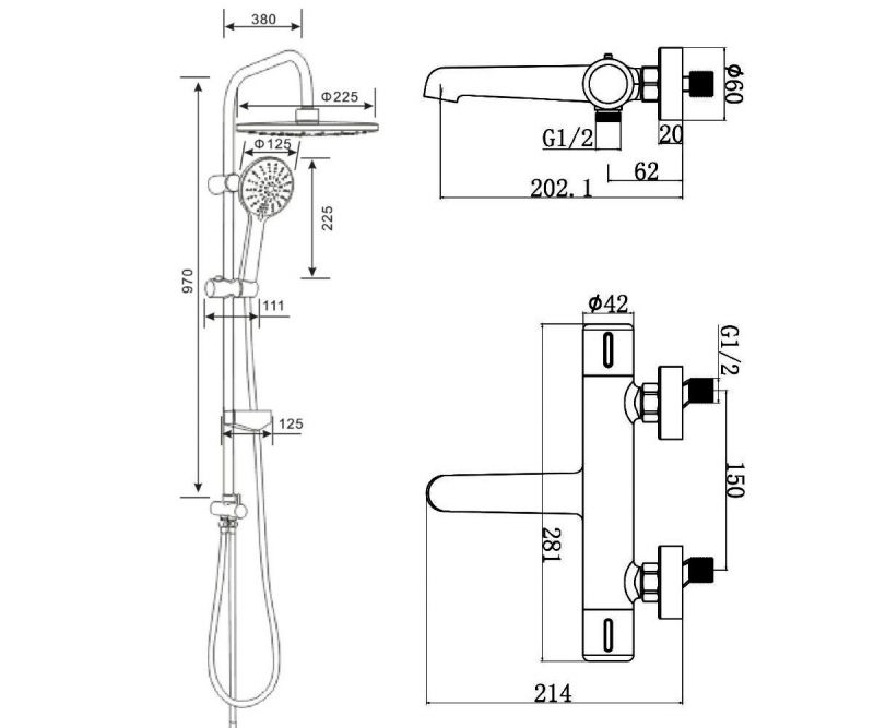 Душевая система Agger Thermo A2493500 термостат с изливом, хром