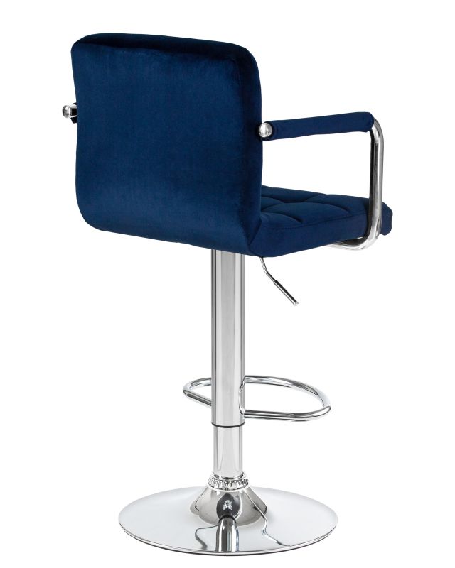 Барный стул Dobrin 5011-LM KRUGER ARM, цвет сиденья синий велюр (MJ9-117), цвет основания хромированная сталь