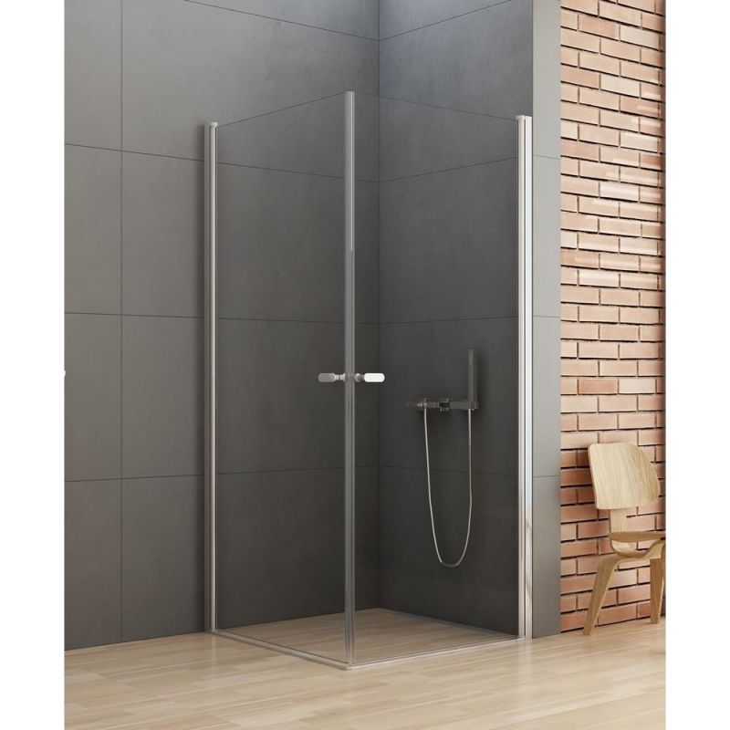 Душевой уголок New Trendy NEW SOLEO 2D 80x90 D-0140A/D-0141A, профиль хром, стекло прозрачное фото 2