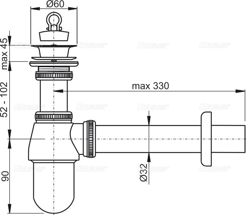 Сифон для умывальника AlcaPlast A437