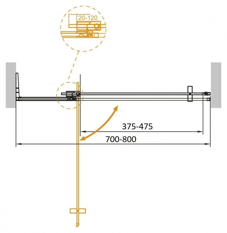 Душевая дверь в нишу Cezares SLIDER-B-1-70/80-C-NERO фото 3