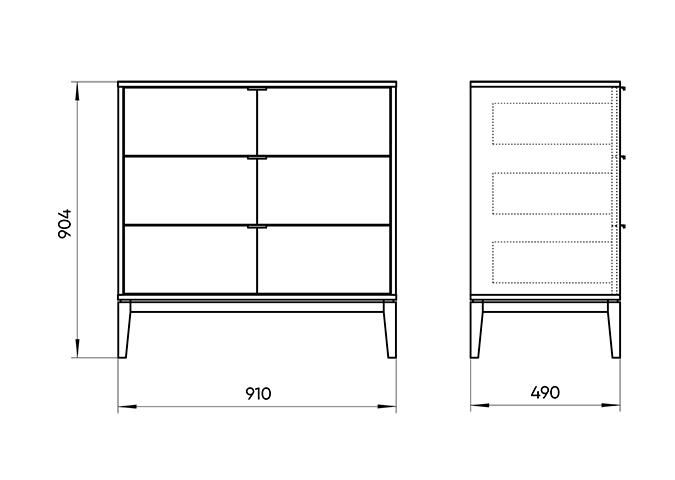 Комод Ellipsefurniture Fjord 3 ящика (графит) FJ010102030101